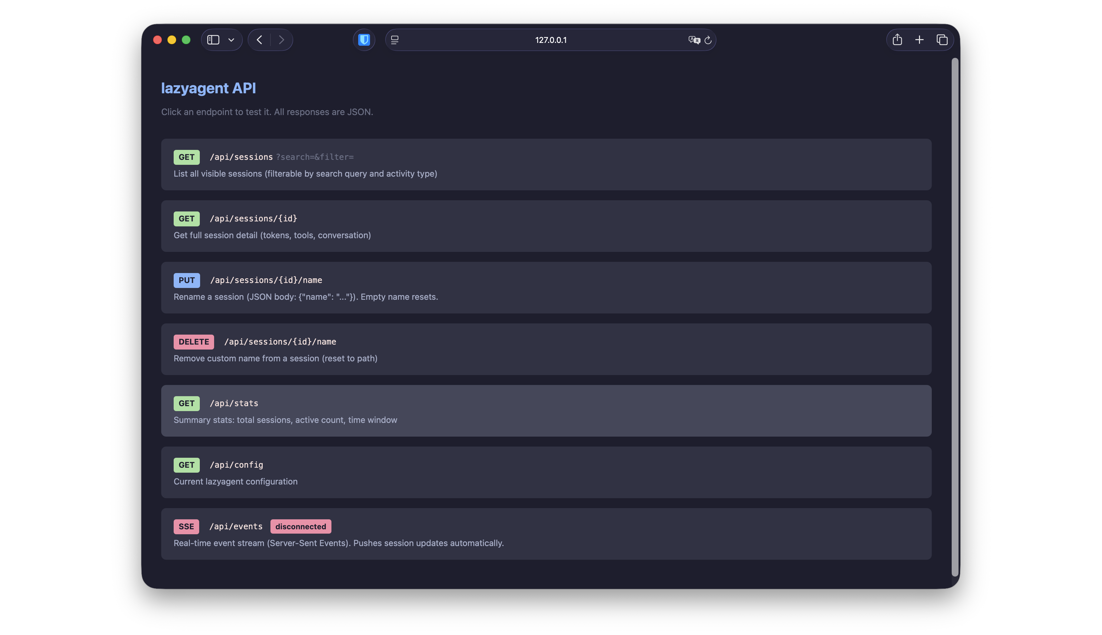 lazyagent HTTP API playground